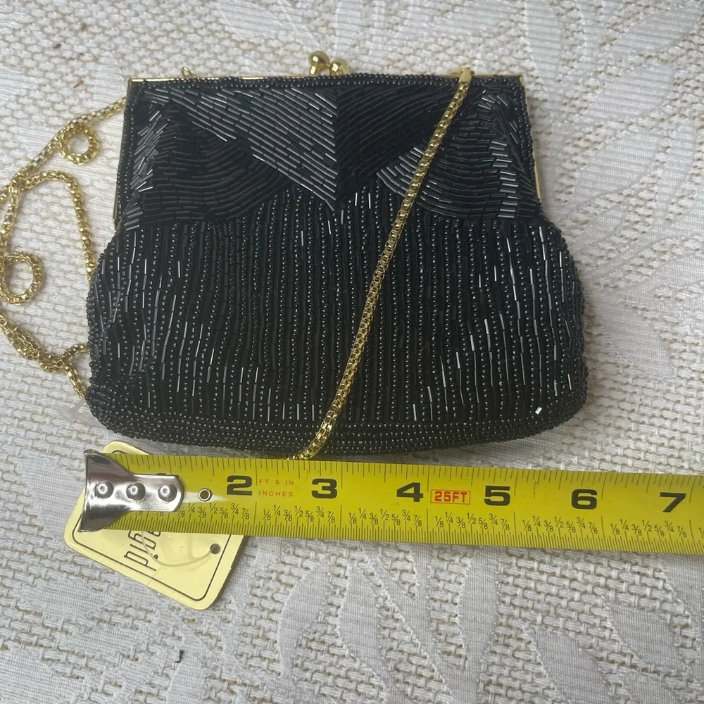 Magid Vintage Black Beaded Evening Bag NWT